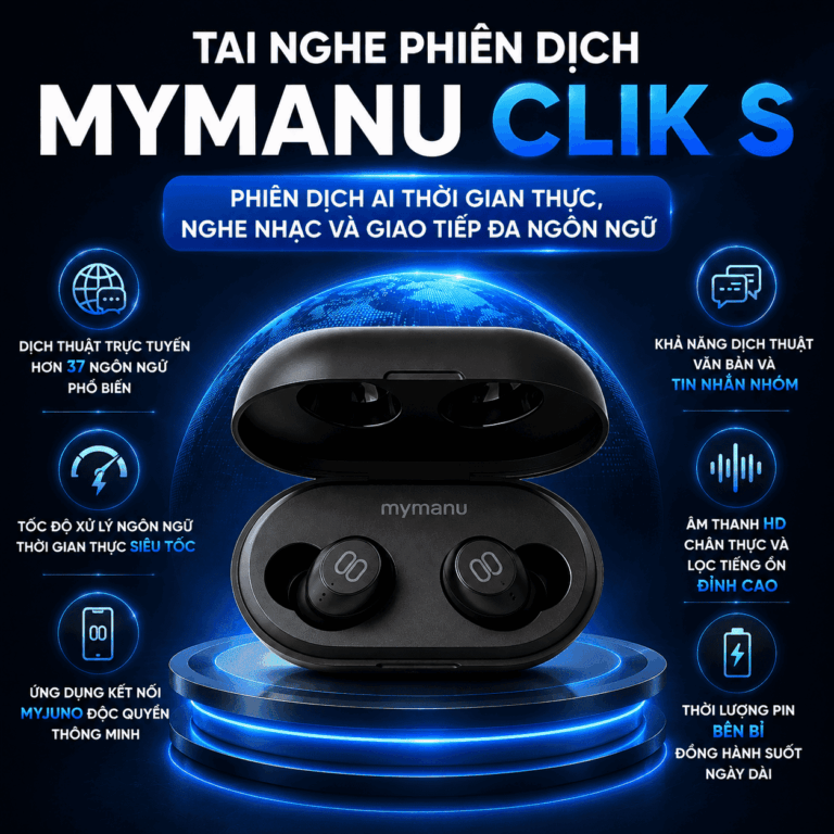 Tai Nghe Phiên Dịch Mymanu CLIK S - Phiên Dịch AI Thời Gian Thực, Nghe Nhạc Và Giao Tiếp Đa Ngôn Ngữ