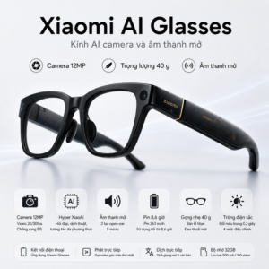 Kính AI Xiaomi AI Glasses – Ghi hình 2K và tương tác AI rảnh tay